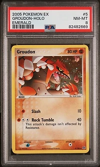 2005 Pokemon Ex Emerald 5 Groudon-holo PSA 8