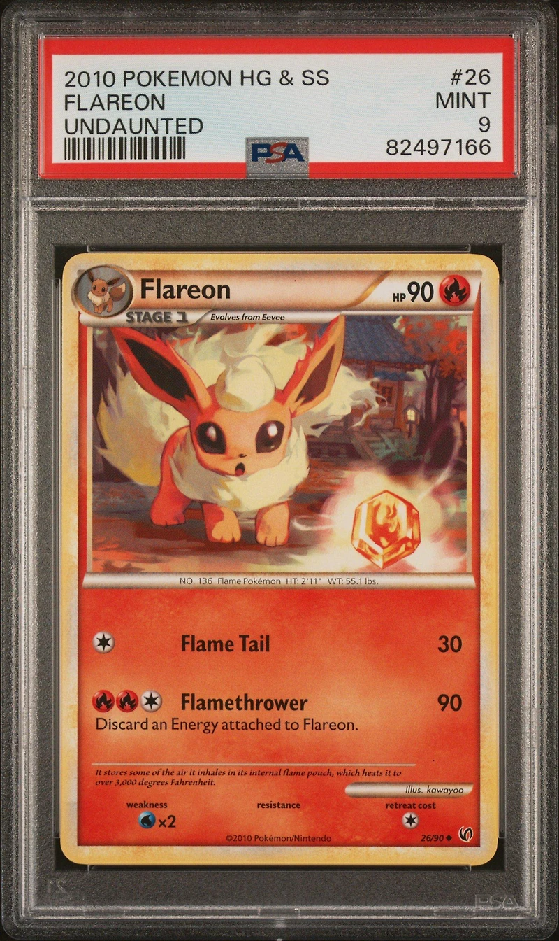 2010 Pokemon Heartgold & Soulsilver Undaunted 26 Flareon PSA 9