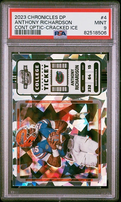 2023 Panini Chronicles Draft Picks Contenders Optic 4 Anthony Richardson Cracked Ice PSA 9
