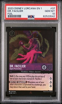 2023 Disney Lorcana En 1-the First Chapter 37 Dr. Facilier - Agent Provocateur Foil PSA 10