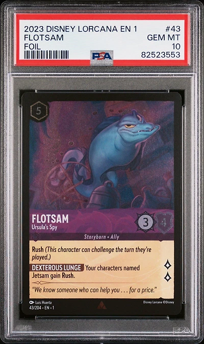 2023 Disney Lorcana En 1-the First Chapter 43 Flotsam - Ursula's Spy Foil PSA 10