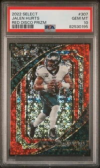 2022 Panini Select 307 Jalen Hurts Red Disco Prizm PSA 10