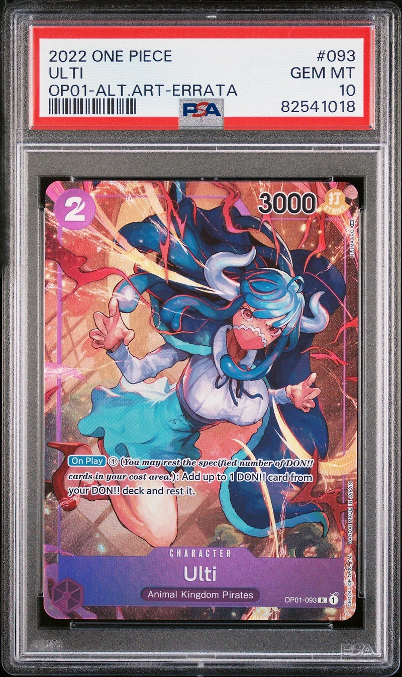 2022 One Piece Op01-romance Dawn 093 Ulti Alternate Art-errata PSA 10