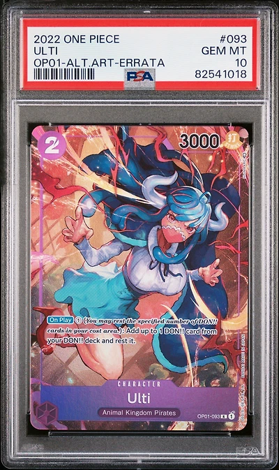2022 One Piece Op01-romance Dawn 093 Ulti Alternate Art-errata PSA 10