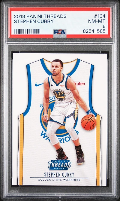 2018 Panini Threads 134 Stephen Curry PSA 8