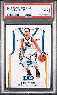 2018 Panini Threads 134 Stephen Curry PSA 8