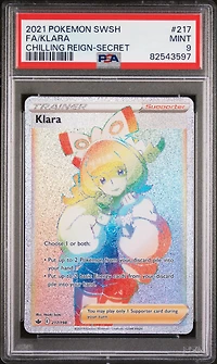 2021 Pokemon Sword & Shield Chilling Reign 217 Full Art/klara Secret PSA 9