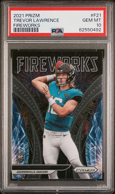 2021 Panini Prizm Fireworks F21 Trevor Lawrence PSA 10