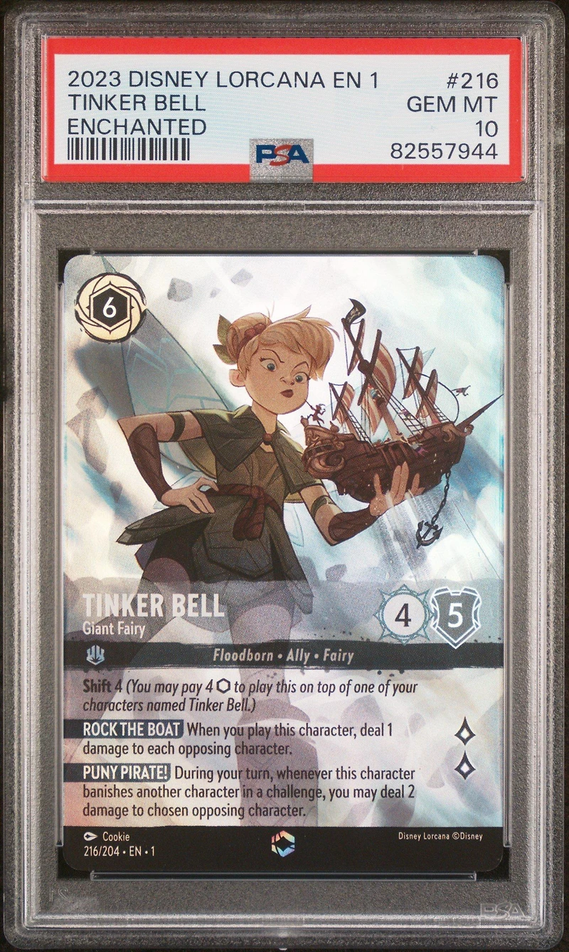 2023 Disney Lorcana En 1-the First Chapter 216 Tinker Bell - Giant Fairy Enchanted PSA 10