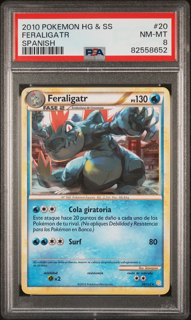 2010 Pokemon Heartgold & Soulsilver 20 Feraligatr Spanish PSA 8