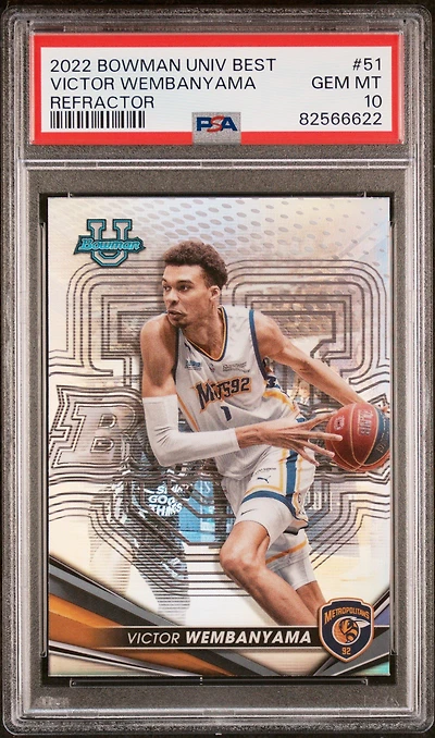 2022 Bowman University Best 51 Victor Wembanyama Refractor PSA