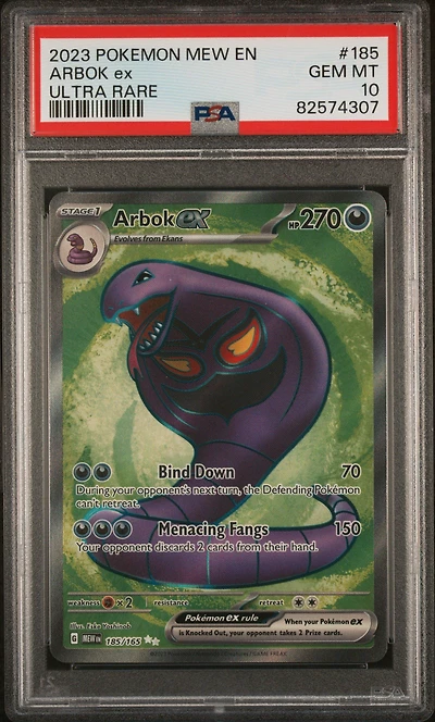 2023 Pokemon Mew En-151 185 Arbok Ex Ultra Rare PSA