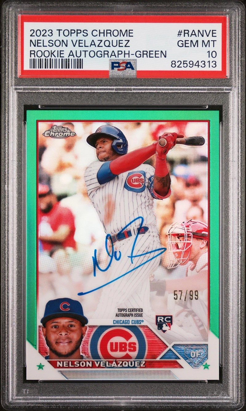 2023 Topps Chrome Rookie Autograph Ranve Nelson Velazquez Green Refractor PSA 10
