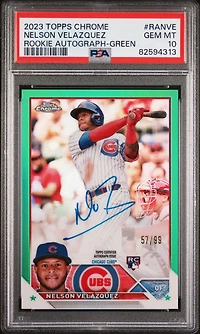 2023 Topps Chrome Rookie Autograph Ranve Nelson Velazquez Green Refractor PSA 10