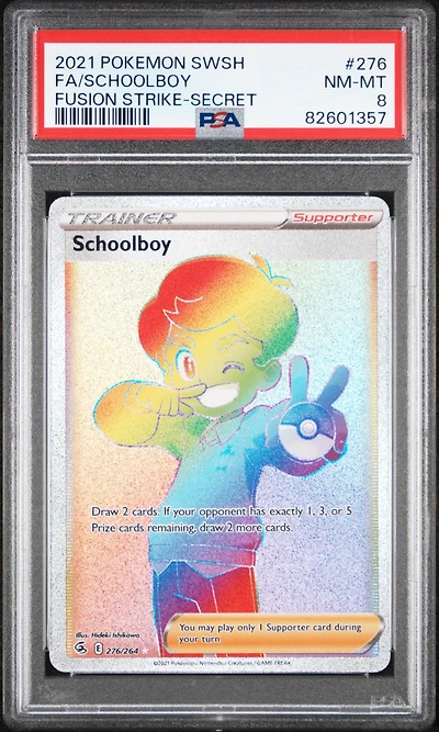 2021 Pokemon Sword & Shield Fusion Strike 276 Full Art/schoolboy Secret PSA 8
