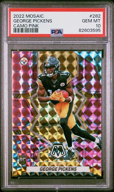 2022 Panini Mosaic 282 George Pickens Camo Pink PSA 10