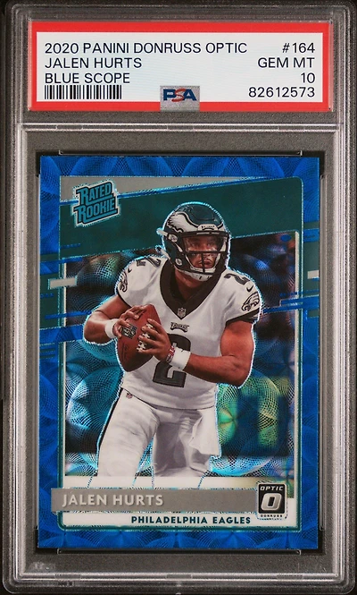 2020 Panini Donruss Optic 164 Jalen Hurts Blue Scope PSA 10