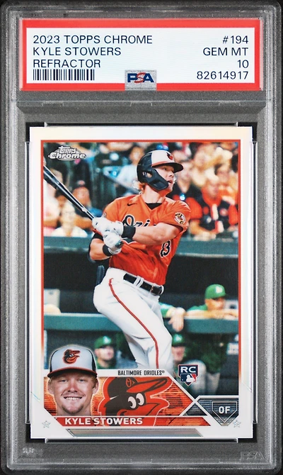 2023 Topps Chrome 194 Kyle Stowers Refractor PSA 10