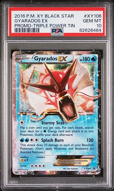 2016 Pokemon Xy Black Star Promo Xy106 Gyarados Ex Triple Power Tin PSA