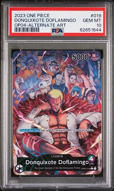 2023 One Piece Kingdoms Of Intrigue Donquixote Doflamingo Alternate Art PSA 10