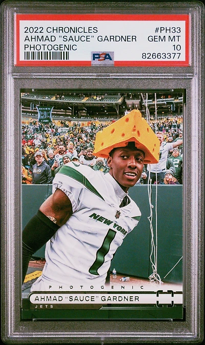 2022 Panini Chronicles Photogenic Ph33 Ahmad "sauce" Gardner PSA 10