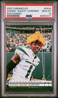 2022 Panini Chronicles Photogenic Ph33 Ahmad "sauce" Gardner PSA 10