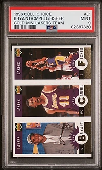 1996 Collector's Choice Lakers Team Set L1 Elden Campbell\derek Fisher\kobe Bryant Gold Mini Lakers Team PSA 9