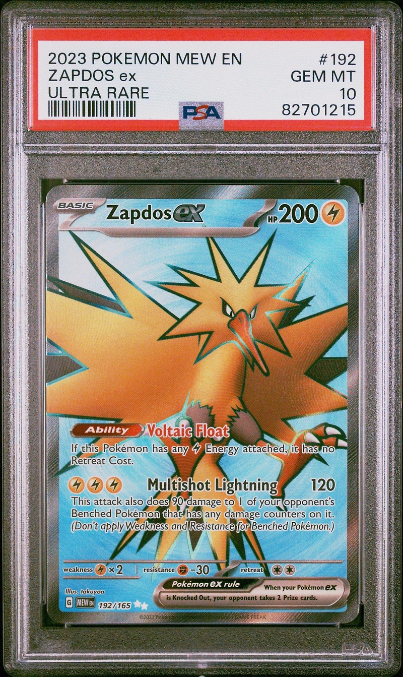 2023 Pokemon Mew En-151 192 Zapdos Ex Ultra Rare PSA