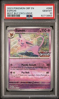 2023 Pokemon Obf En-obsidian Flames 086 Espeon Best Buy Exclusive PSA