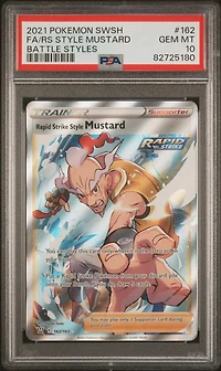 2021 Pokemon Sword & Shield Battle Styles 162 Full Art/rapid Strike Style Mustard PSA 10