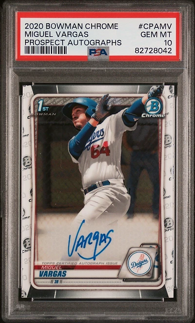 2020 Bowman Chrome Prospect Autographs Cpamv Miguel Vargas PSA 10