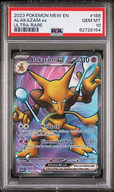 2023 Pokemon Mew En-151 188 Alakazam Ex Ultra Rare PSA