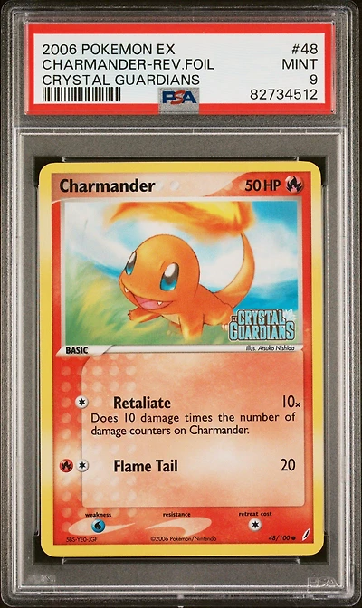 2006 Pokemon Ex Crystal Guardians 48 Charmander-reverse Foil PSA 9