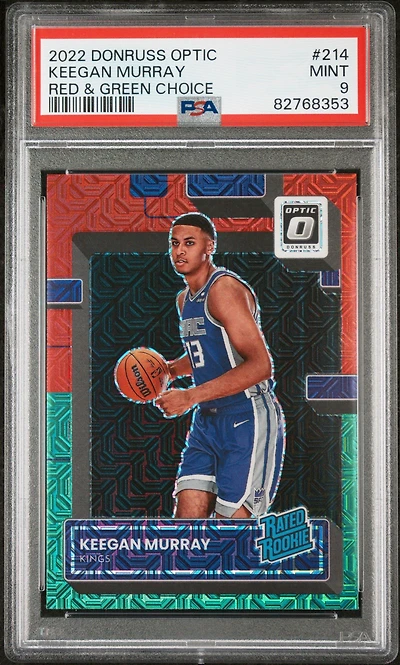 2022 Panini Donruss Optic 214 Keegan Murray Red & Green Choice PSA 9