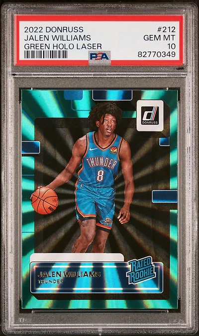 2022 Panini Donruss 212 Jalen Williams Green Holo Laser PSA 10