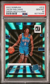 2022 Panini Donruss 212 Jalen Williams Green Holo Laser PSA 10