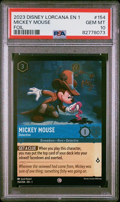 2023 Disney Lorcana En 1-the First Chapter 154 Mickey Mouse - Detective Foil PSA 10