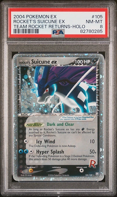 2004 Pokemon Ex Team Rocket Returns 105 Rocket's Suicune Ex-holo PSA 8