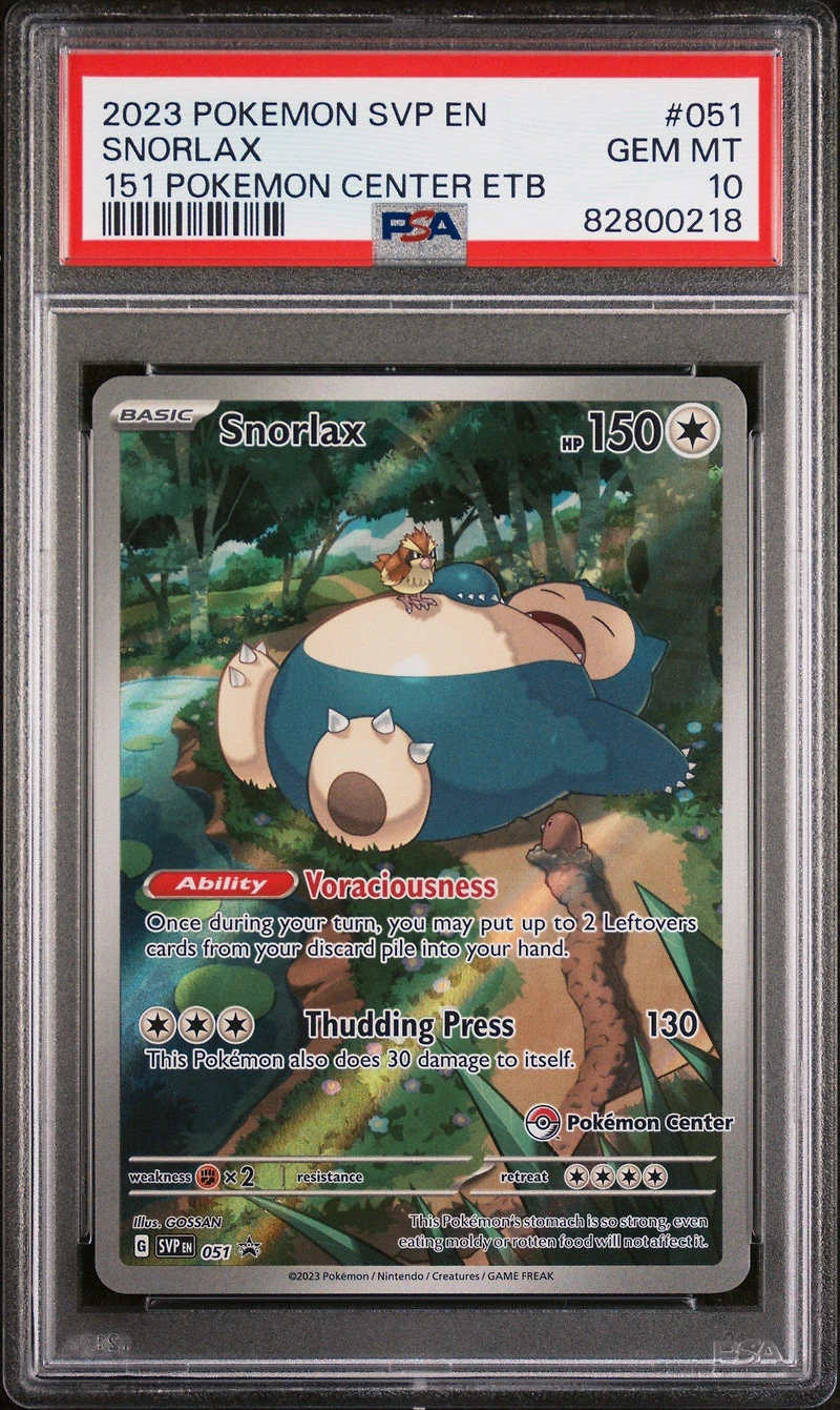 2023 Pokemon Svp En-sv Black Star Promo 051 Snorlax 151 Pokemon Center Elite Trainer Box PSA