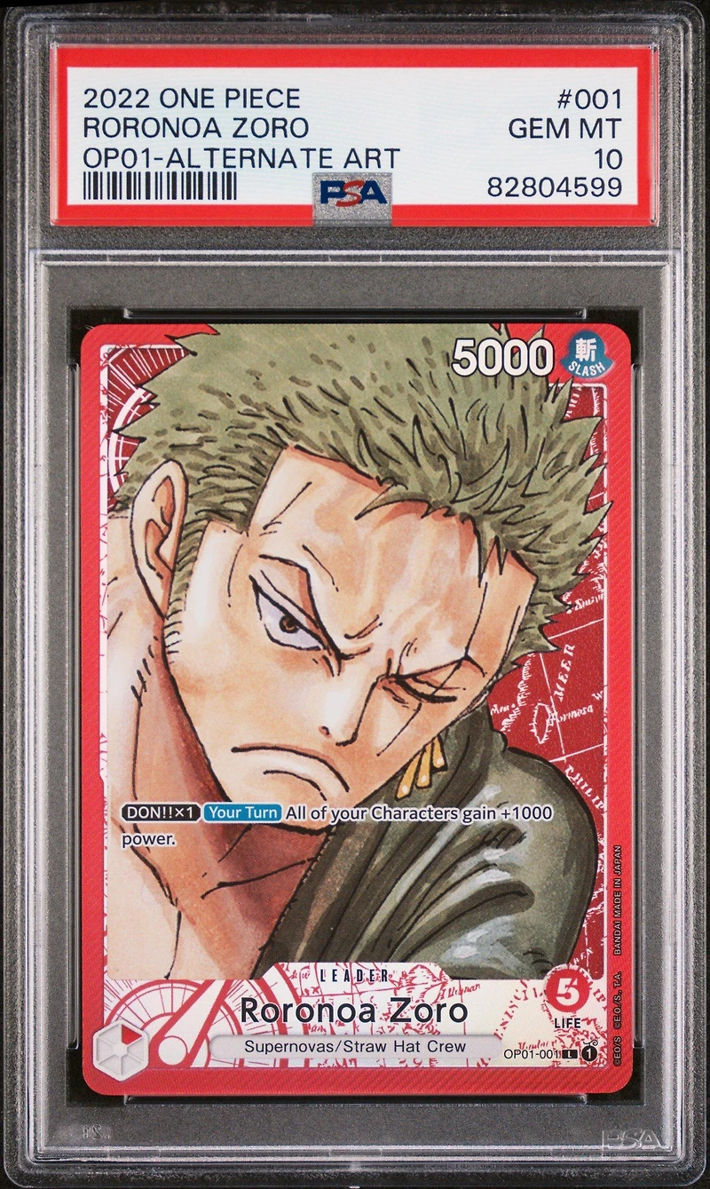 2022 One Piece Op01-romance Dawn 001 Roronoa Zoro Alternate Art PSA 10