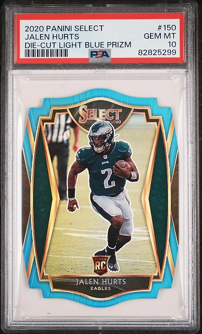 2020 Panini Select Jalen Hurts Die-cut Light Blue Prizm PSA 10