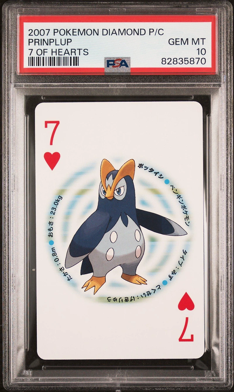 2007 Pokemon Diamond Version Playing Cards Prinplup 7 Of Hearts PSA 10