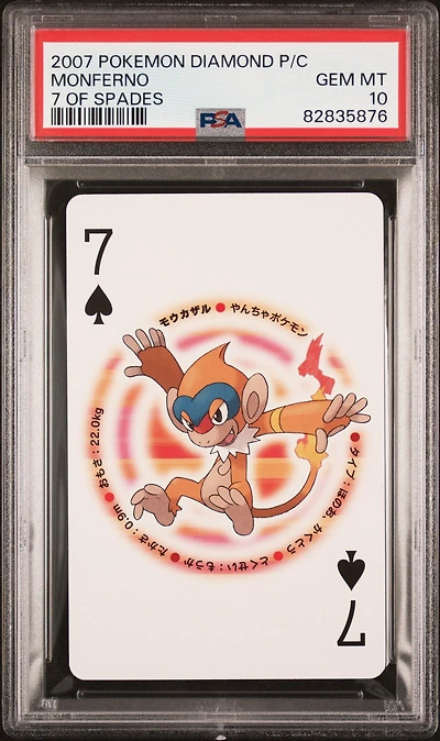 2007 Pokemon Diamond Version Playing Cards Monferno 7 Of Spades PSA 10