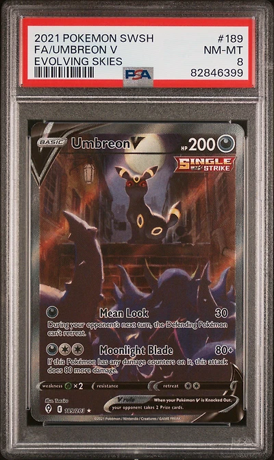 2021 Pokemon Sword & Shield Evolving Skies 189 Fa/umbreon V PSA
