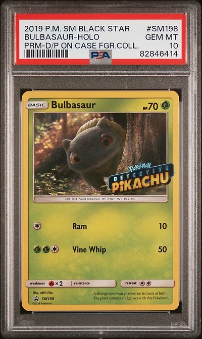 2019 Pokemon Sm Black Star Promo Sm198 Bulbasaur-holo Detective Pikachu On The Case Figure Collection PSA 10