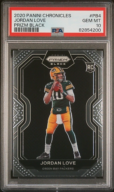 2020 Panini Chronicles Prizm Black Pb4 Jordan Love PSA