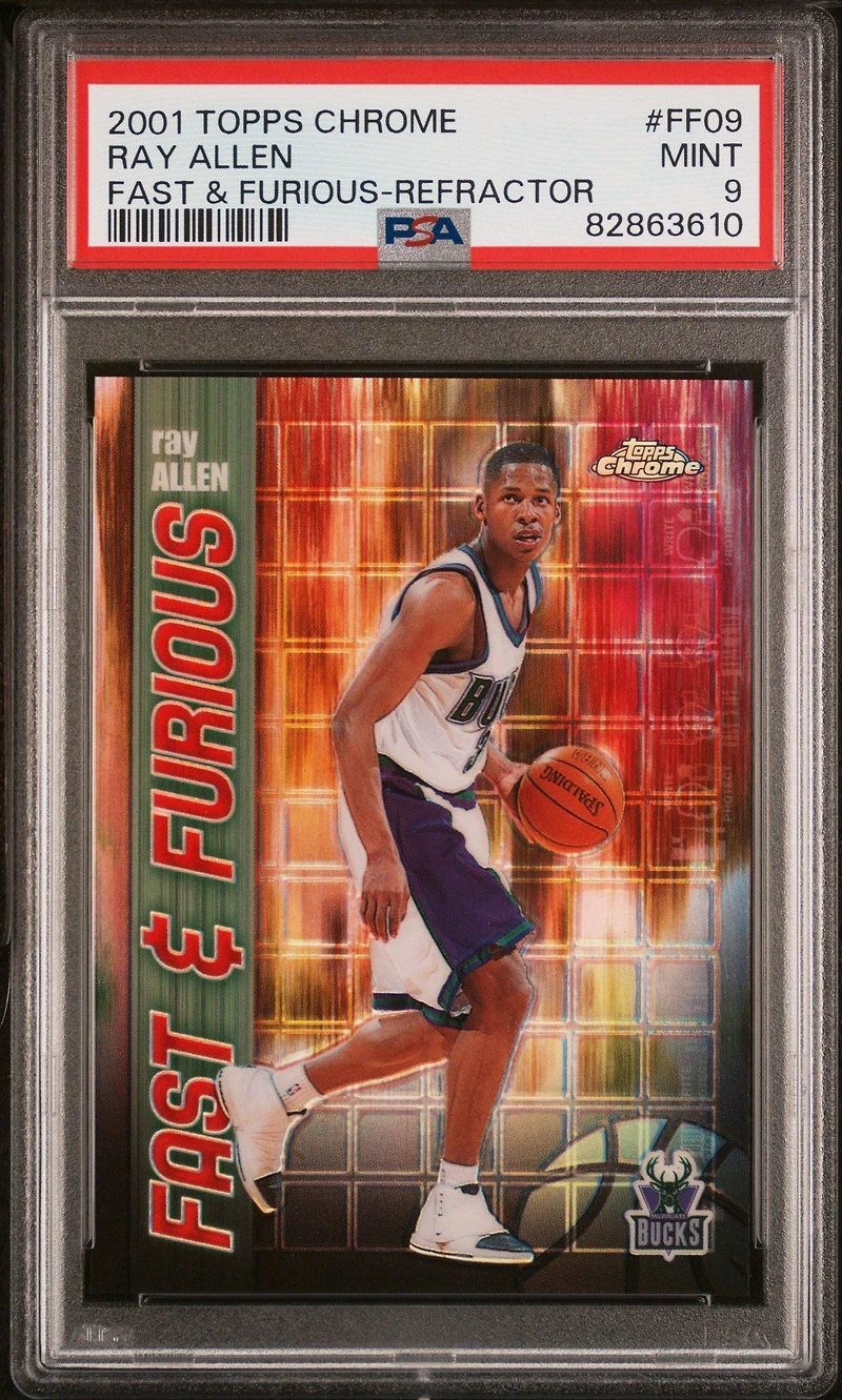2001 Topps Chrome Fast & Furious Ff09 Ray Allen Refractor PSA 9