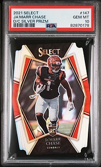 2021 Panini Select 147 Ja'marr Chase Die-cut Silver Prizm PSA 10