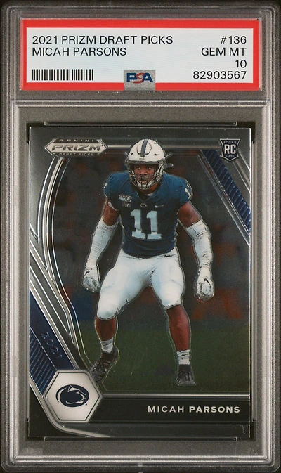 2021 Panini Prizm Draft Picks 136 Micah Parsons PSA 10