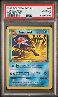 1999 Pokemon Fossil 44 Tentacruel 1st Edition PSA 10